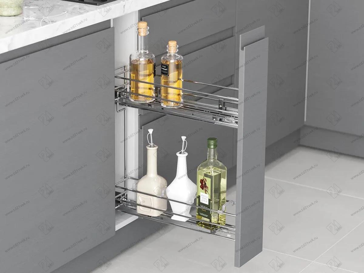 S-2413-08-C Бутылочница 150, Starax, 2-х ярусная, направляющие Blum Tandem, выдвижение 7/8, (106х475х495), правая, хром