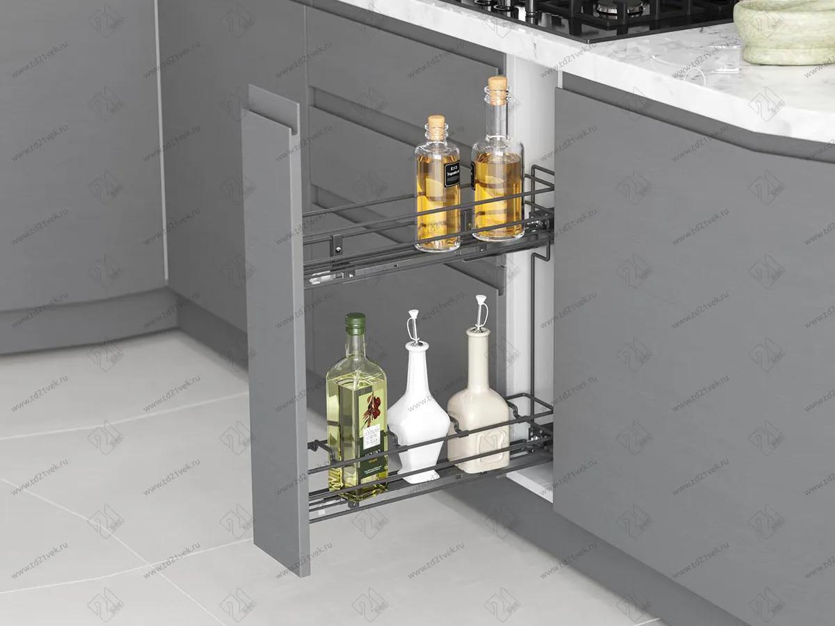 S-2414-08-A Бутылочница 150, Starax, 2-х ярусная, направляющие Blum Tandem, выдвижение 7/8, (106х475х495), левая, антрацит
