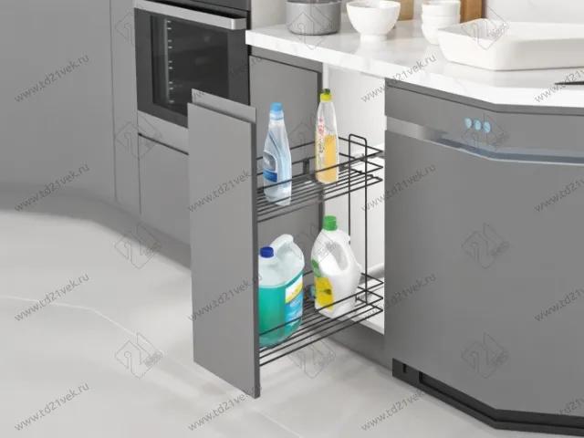 S-2443-08-A Бутылочница 250, Starax, 2-х ярусная, направляющие Blum Tandem, выдвижение 7/8, (203х475х495), левая, антрацит