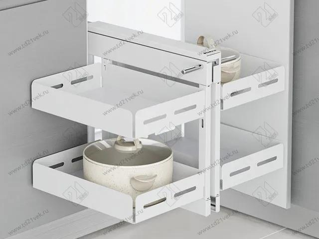 S-3005-UB-W Волшебный уголок Starax Unique Box 2-х.яр, шир. 400 (600х510х560) с доводчиком, универсальный, белый