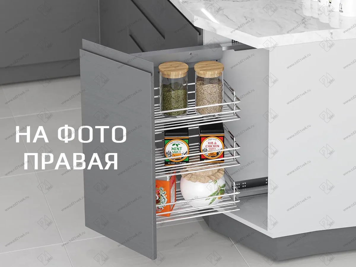 S-2222-C Угловая бутылочница скошенная 300, Starax, 3-х ярусная, правая, направляющие Blum Tandem, (255х470х635 мм)