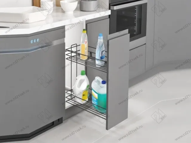 S-2444-08-A Бутылочница 250, Starax, 2-х ярусная, направляющие Blum Tandem, выдвижение 7/8, (203х475х495), правая, антрацит