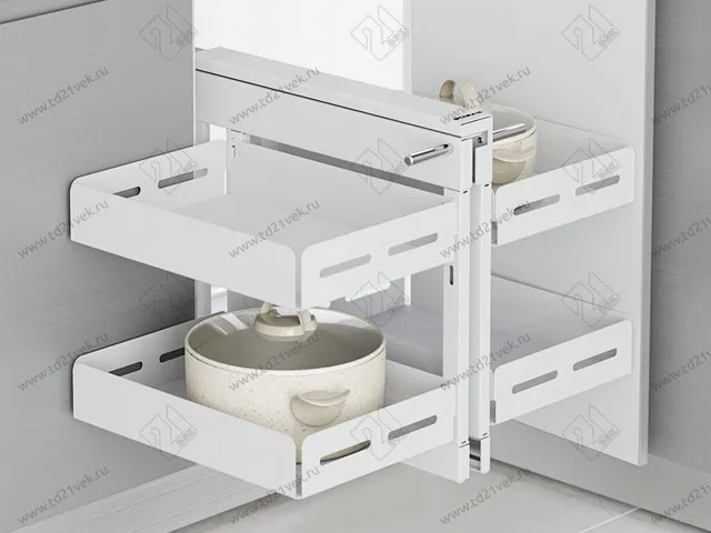 S-3005-UB-W Волшебный уголок Starax Unique Box 2-х.яр, шир. 400 (600х510х560) с доводчиком, универсальный, белый