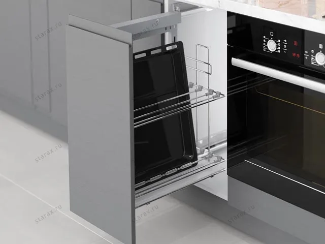 S-2899-С Выдвижная система для противней в базу 250 мм, Starax, (215х475х640) правая, хром S-2899-С Выдвижная система для противней в базу 250 мм, Starax, (215х475х640) правая, хром