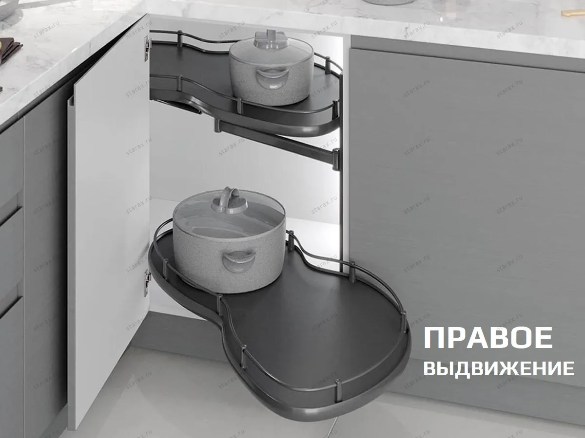 S-3104-А Волшебный угол "Лепесток" в базу 400 мм, Starax, (800х400х600 мм), правый, антрацит S-3104-А Волшебный угол "Лепесток" в базу 400 мм, Starax, (800х400х600 мм), правый, антрацит